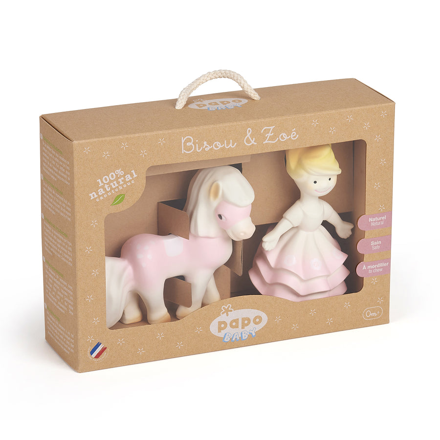Coffret fille 1er âge Papo Figurines Zoé & Bisou en caoutchouc, Collection PAPO BABY, jouet d’éveil 