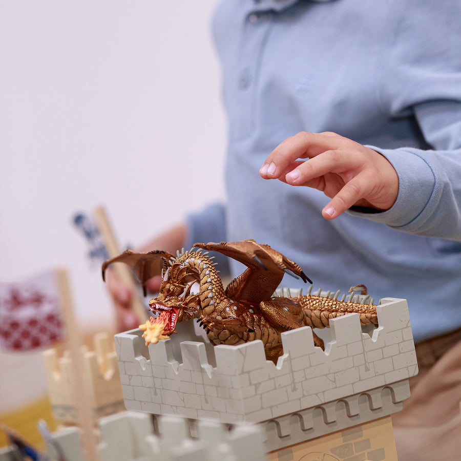 Figurine Dragon deux têtes or Papo en PVC, Collection Fantastique, jouet éducatif idéal pour enfants et collectionneurs