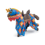 Cheval bleu fleur de lys Papo en PVC, Collection Médiéval, jouet éducatif idéal pour enfants et collectionneurs