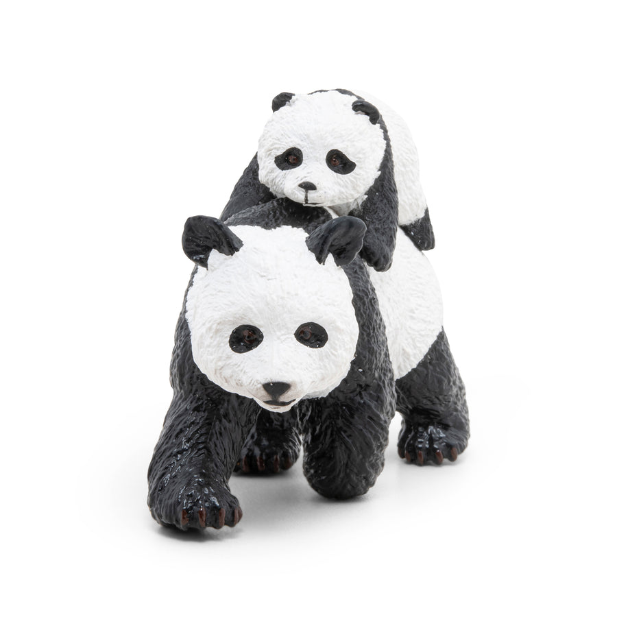 Panda et son bébé Papo en PVC, Collection Animaux sauvages, jouet éducatif idéal pour enfants et collectionneurs