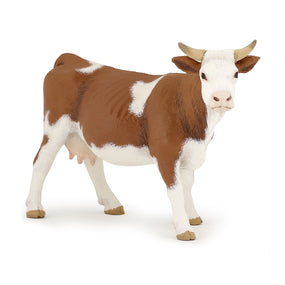 Figurine Vache simmental Papo en PVC, Collection Vie à la ferme, jouet éducatif idéal pour enfants et collectionneurs