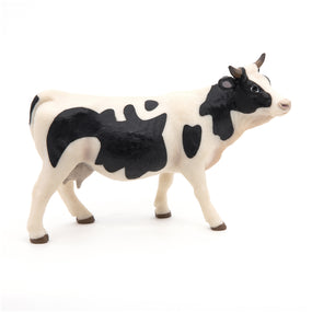 Figurine Vache noire et blanche Papo en PVC, Collection Vie à la ferme, jouet éducatif idéal pour enfants et collectionneurs