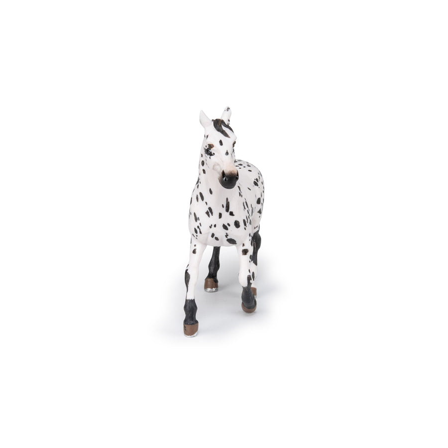 Cheval appaloosa noir Papo en PVC, Collection chevaux, jouet éducatif idéal pour enfants et collectionneurs