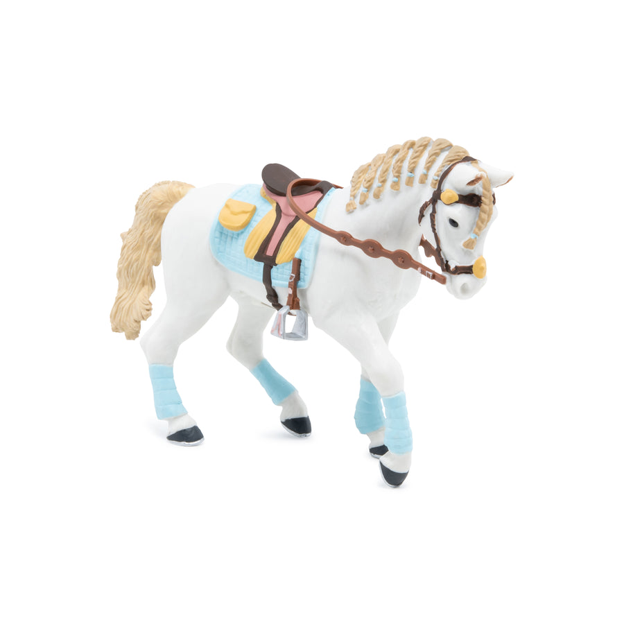 Figurine Cheval de la cavalière fashion bleue Papo en PVC, Collection chevaux, jouet éducatif idéal pour enfants et collectionneurs