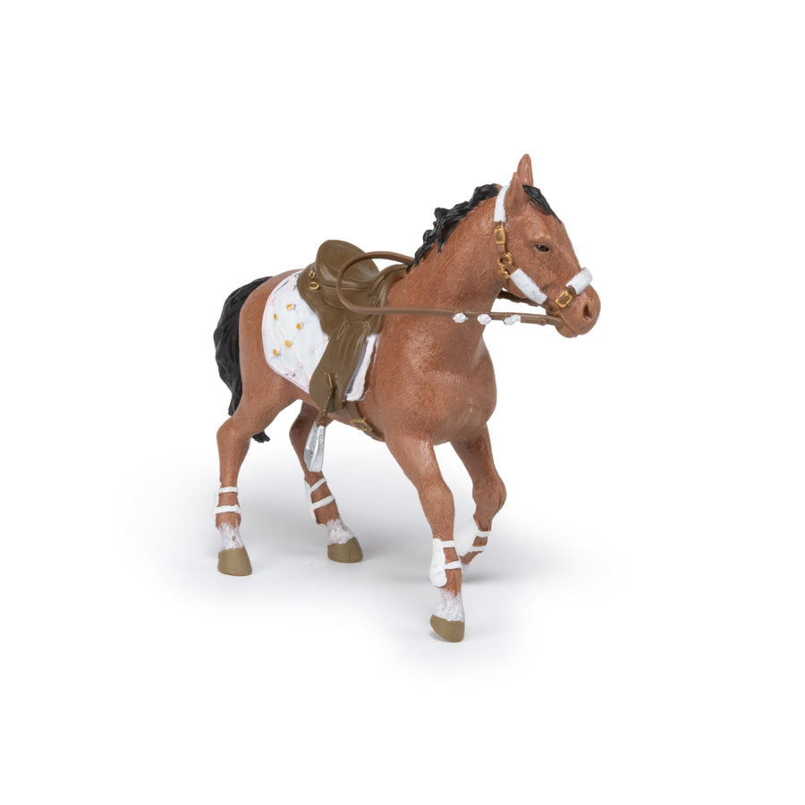 Figurine Cheval de la cavalière fashion hiver Papo en PVC, Collection chevaux, jouet éducatif idéal pour enfants et collectionneurs